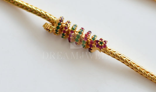 Gold tone Ruby-emerald Spiral Mugappu Chain dj-19033