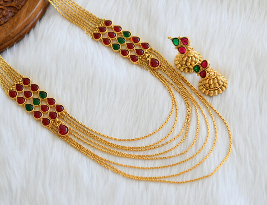 Antique gold tone kemp-green multilayer haar set dj-16477