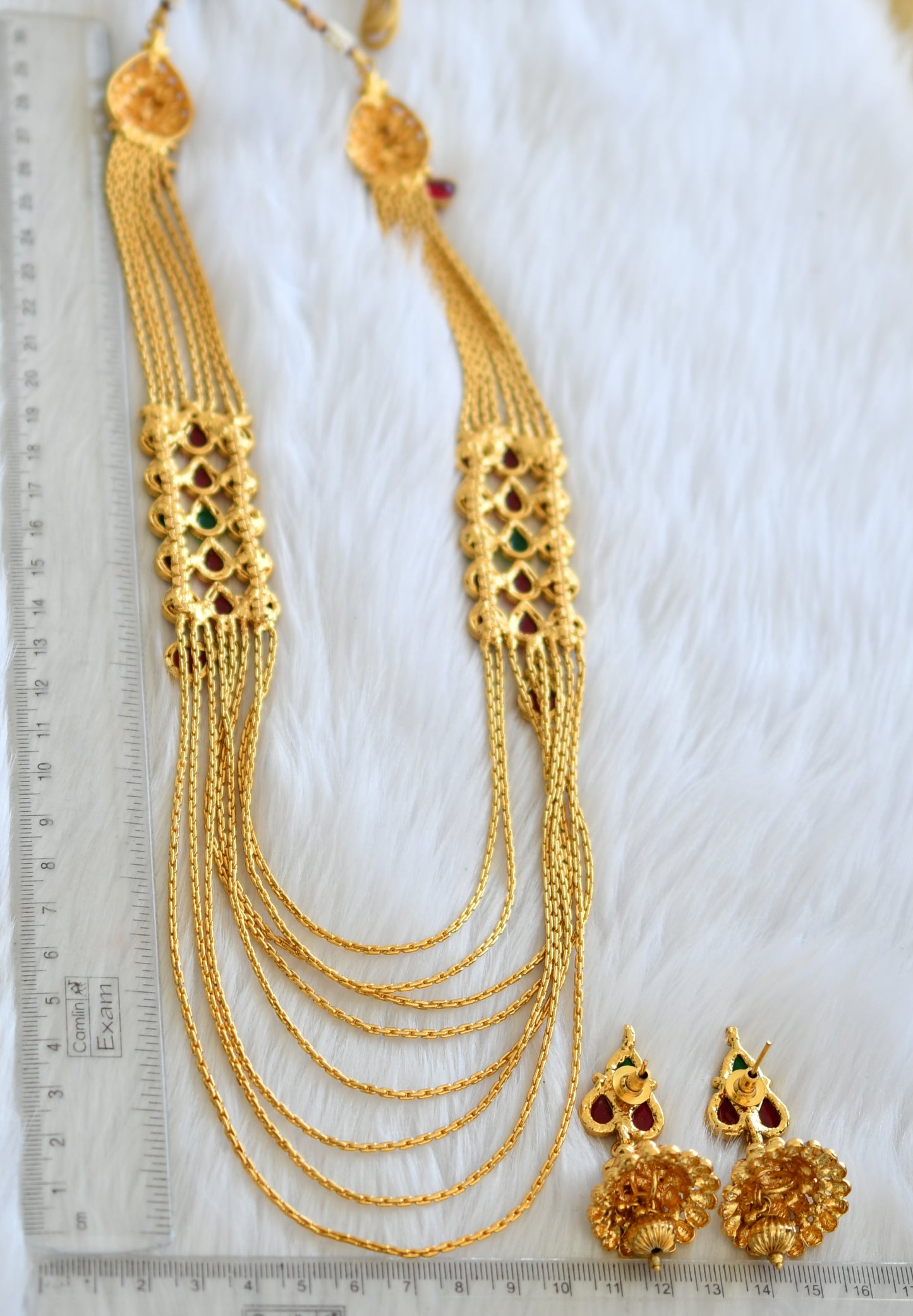 Antique gold tone kemp-green multilayer haar set dj-16477