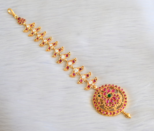 Gold tone real kemp Peacock mang tikka dj-14982