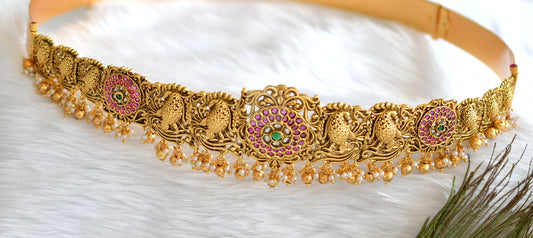 Gold look alike real kemp-green peacock designer waist band dj-34216