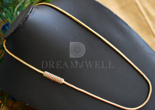 Gold Plated Cz Ruby-emerald Mugappu Chain dj-23210