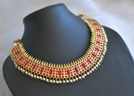 Gold tone kemp pearl poothali necklace dj-19095