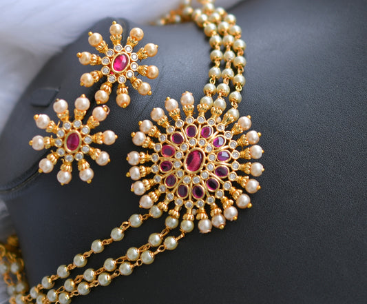 Gold tone kemp pearl choker necklace set dj-38552
