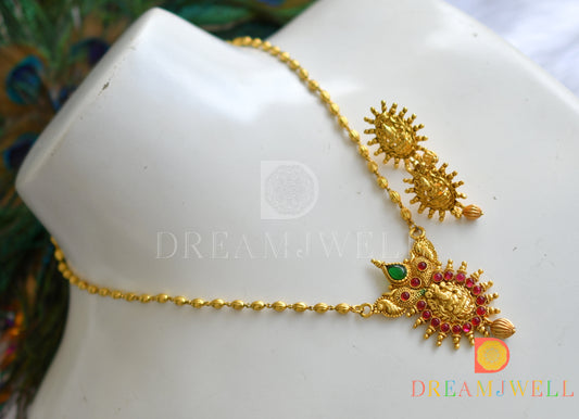 Antique kemp-green Lakshmi necklace set dj-06866
