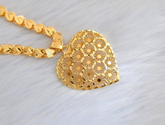 Gold tone heart pendant with chain dj-39979