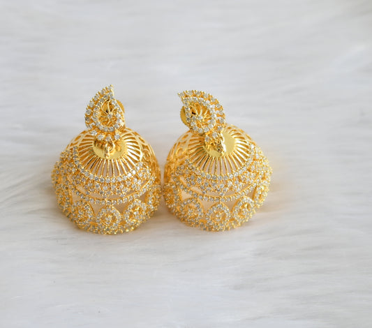 Gold tone cz white mango jhumkka dj-19730