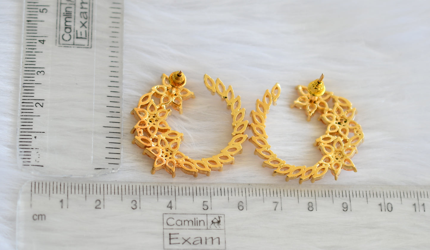Gold tone cz gold color flower earrings dj-19762