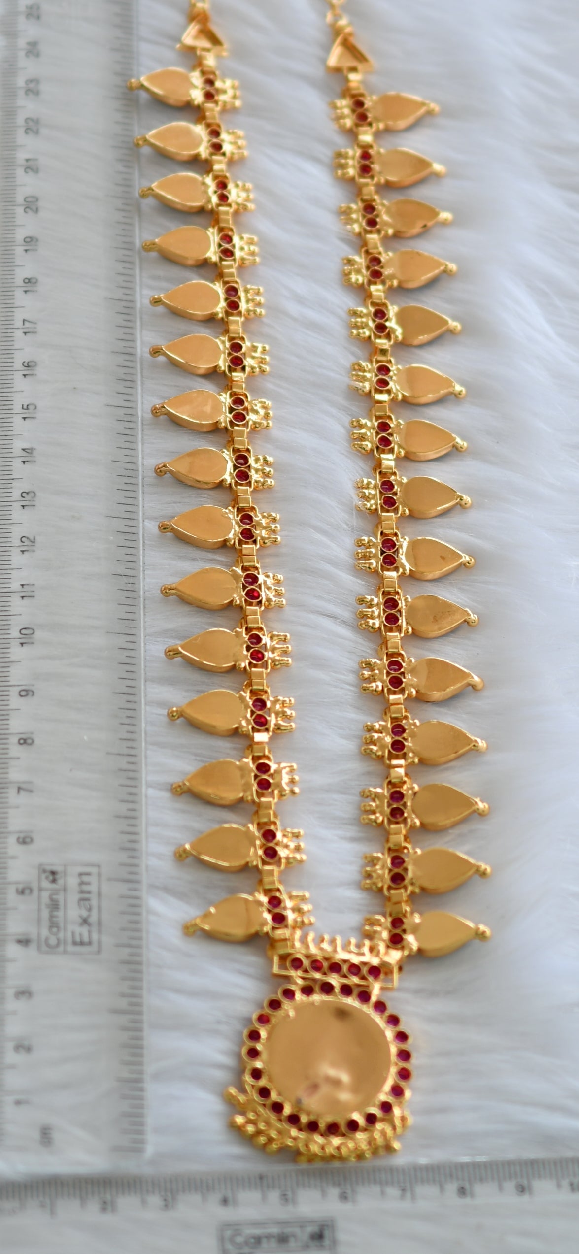 Gold tone pink-green Kerala style Gopi short haar dj-38560