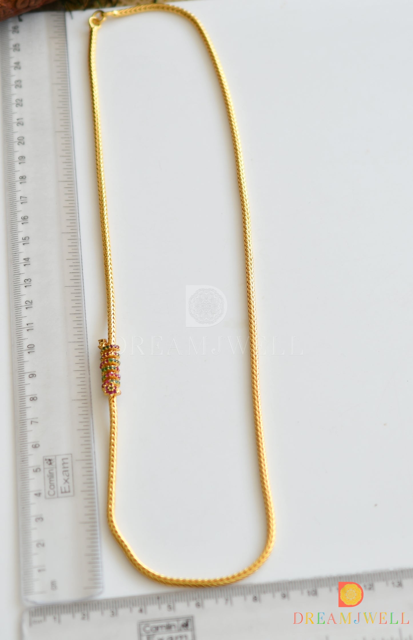 Gold tone Ruby-emerald Spiral Mugappu Chain dj-19033