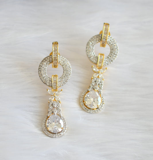 Two tone cz white earrings dj-19743