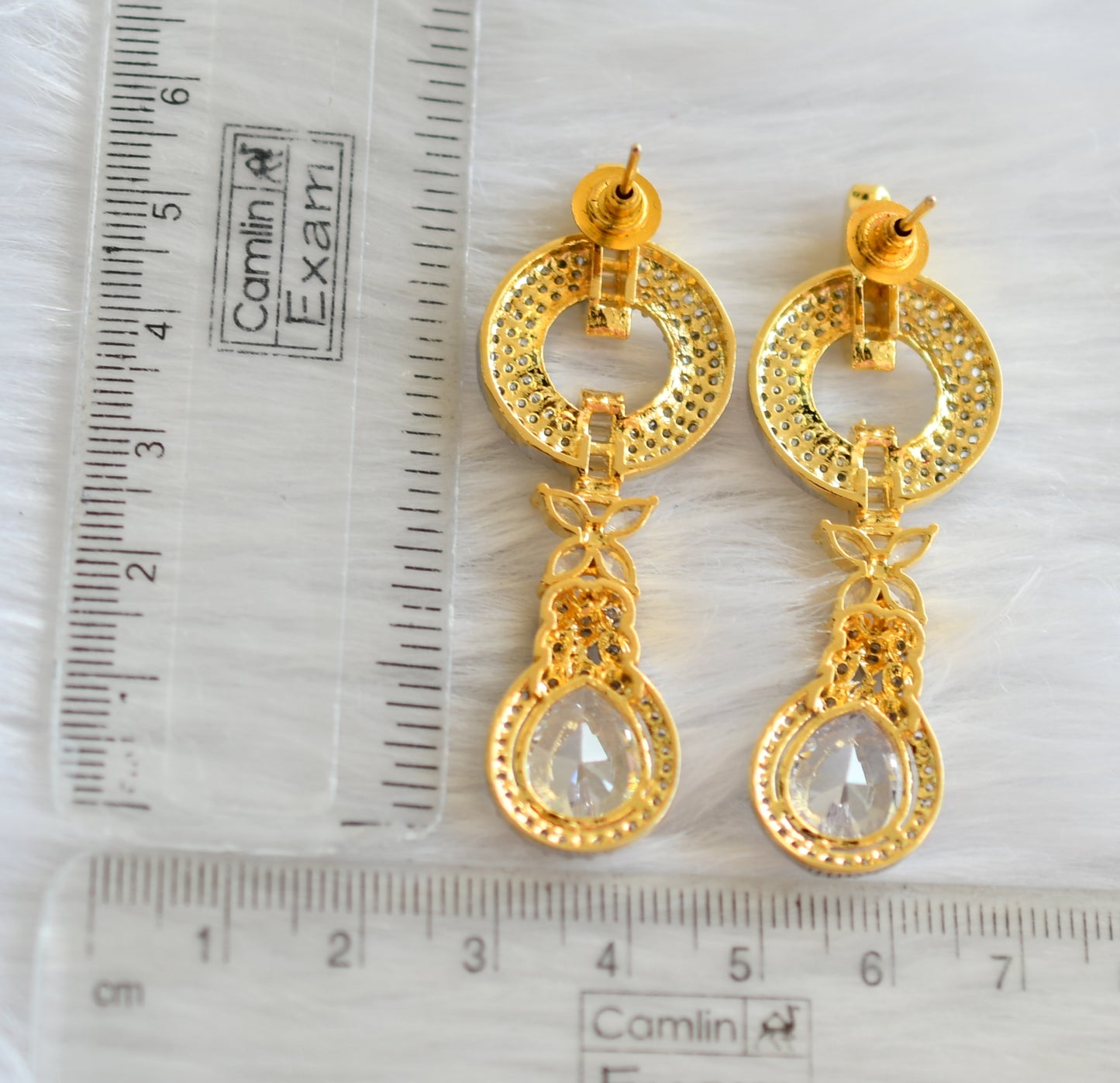 Two tone cz white earrings dj-19743