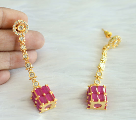 Gold tone cz white-ruby earrings dj-19765