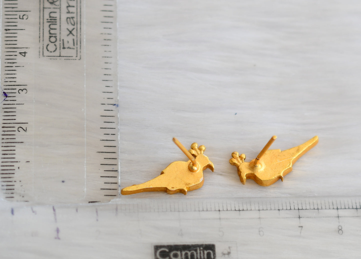 Matte finish kundan jadau pink-green bird stud/earrings dj-36310