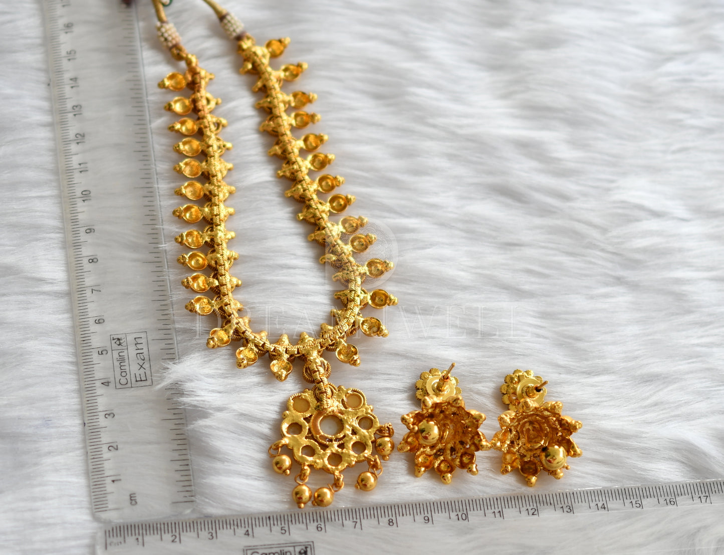 Antique gold tone pearl necklace set dj-01796