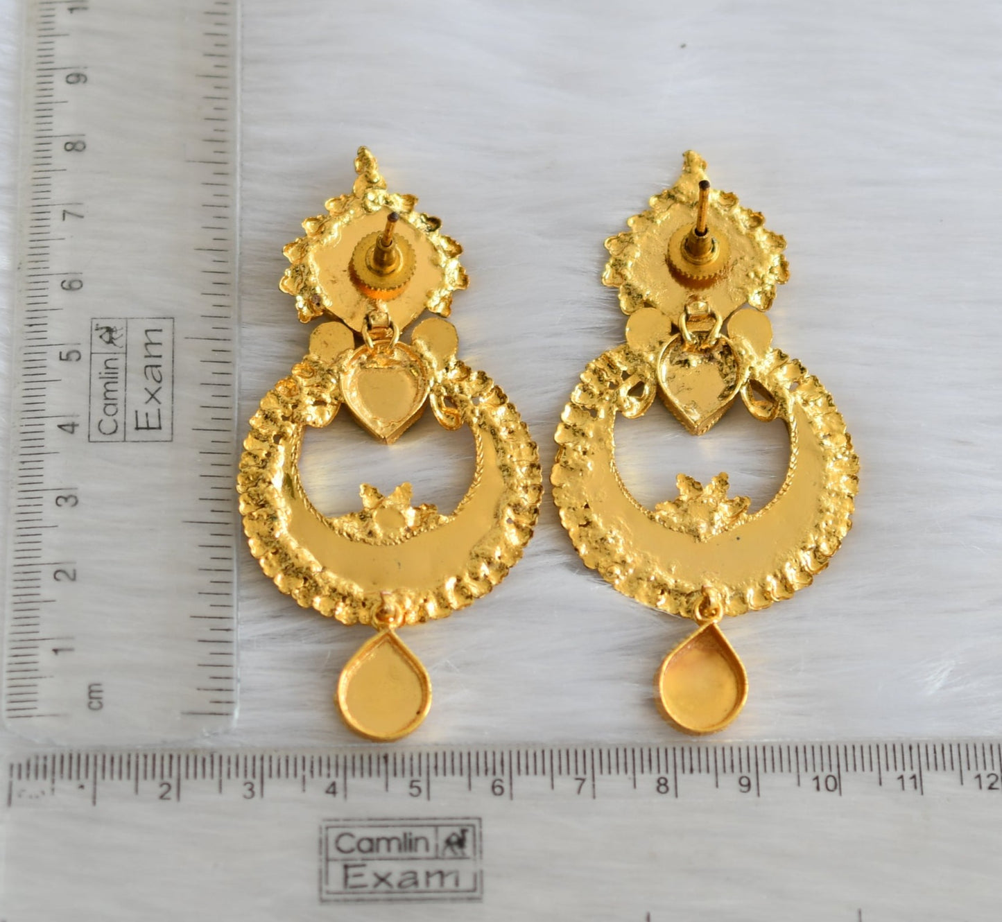 Gold tone kundan-Jadau pink-green bali earrings dj-21031
