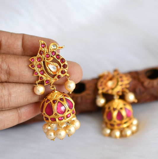 Gheru finish kundan-jadau peacock jhumkka dj-21029