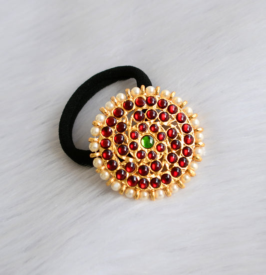Gold tone kemp-green sun pearl hair band dj-40069