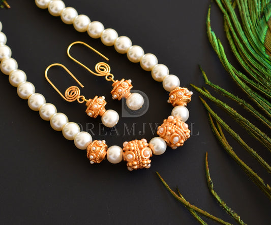 Matte finish handmade pearl designer necklace set dj-35431
