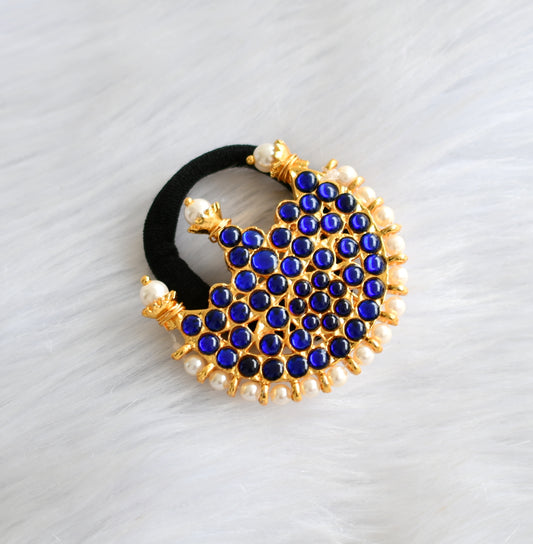 Gold tone blue pearl moon hair band dj-40078