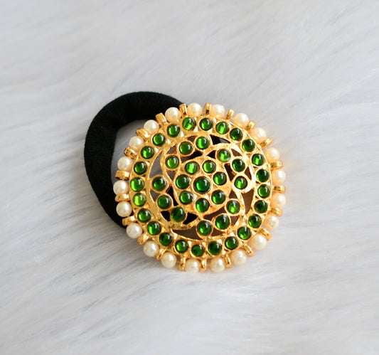 Gold tone green pearl sun hair band dj-40076