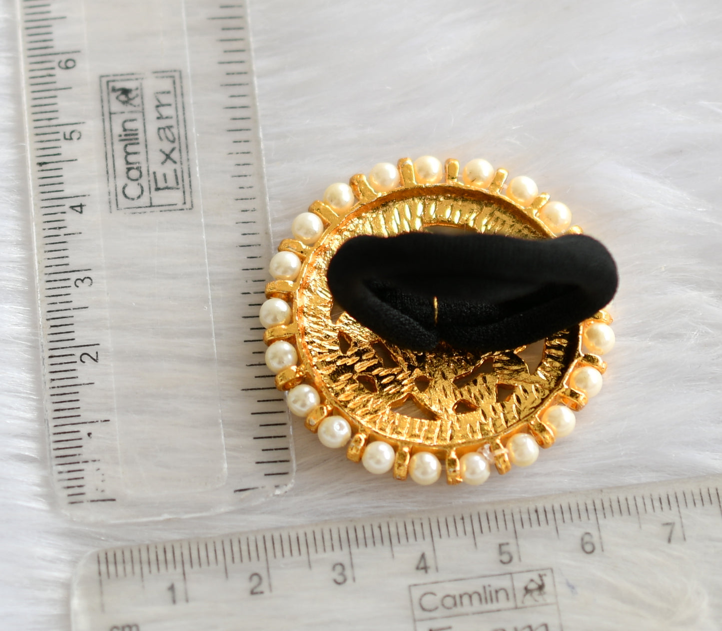 Gold tone green pearl sun hair band dj-40076