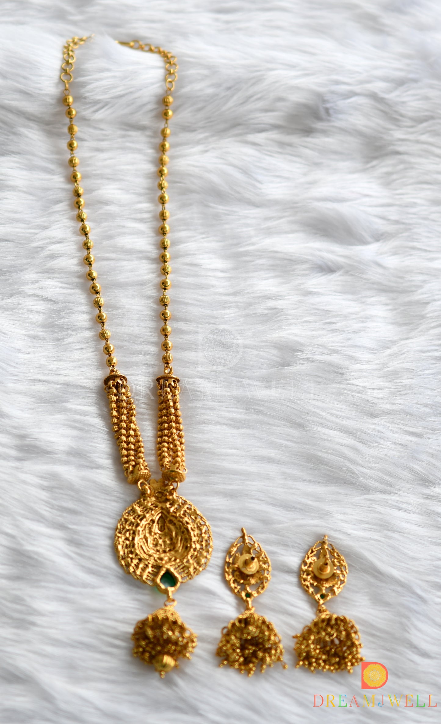 Antique gold tone multilayer Lakshmi necklace set dj-01450