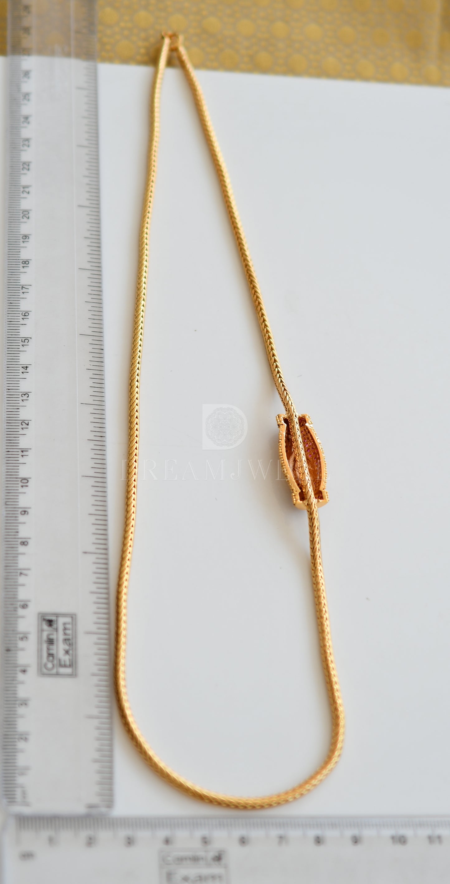 Gold tone Ruby peacock mugappu chain dj-25626