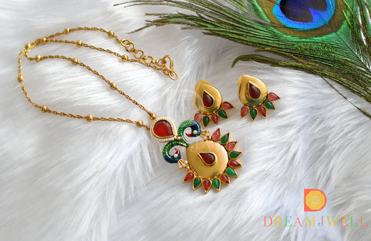 Antique kemp-green Peacock necklace set dj-06532