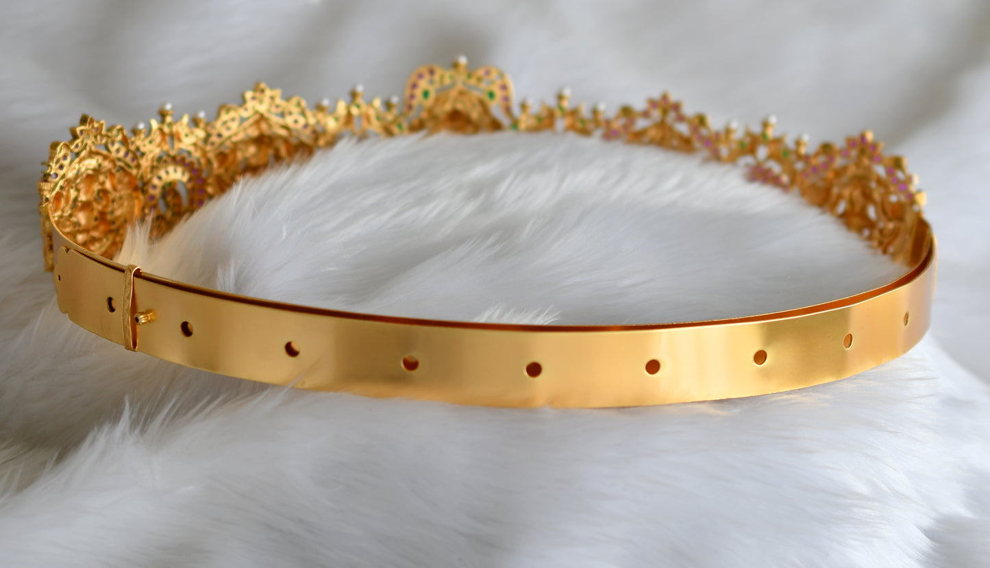 Matte finish real kemp-green Lakshmi-Peacock waist band dj-38636
