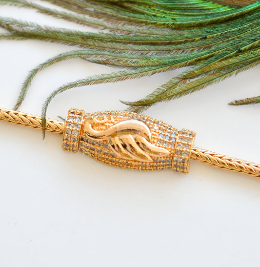 Gold tone White peacock mugappu chain dj-25628