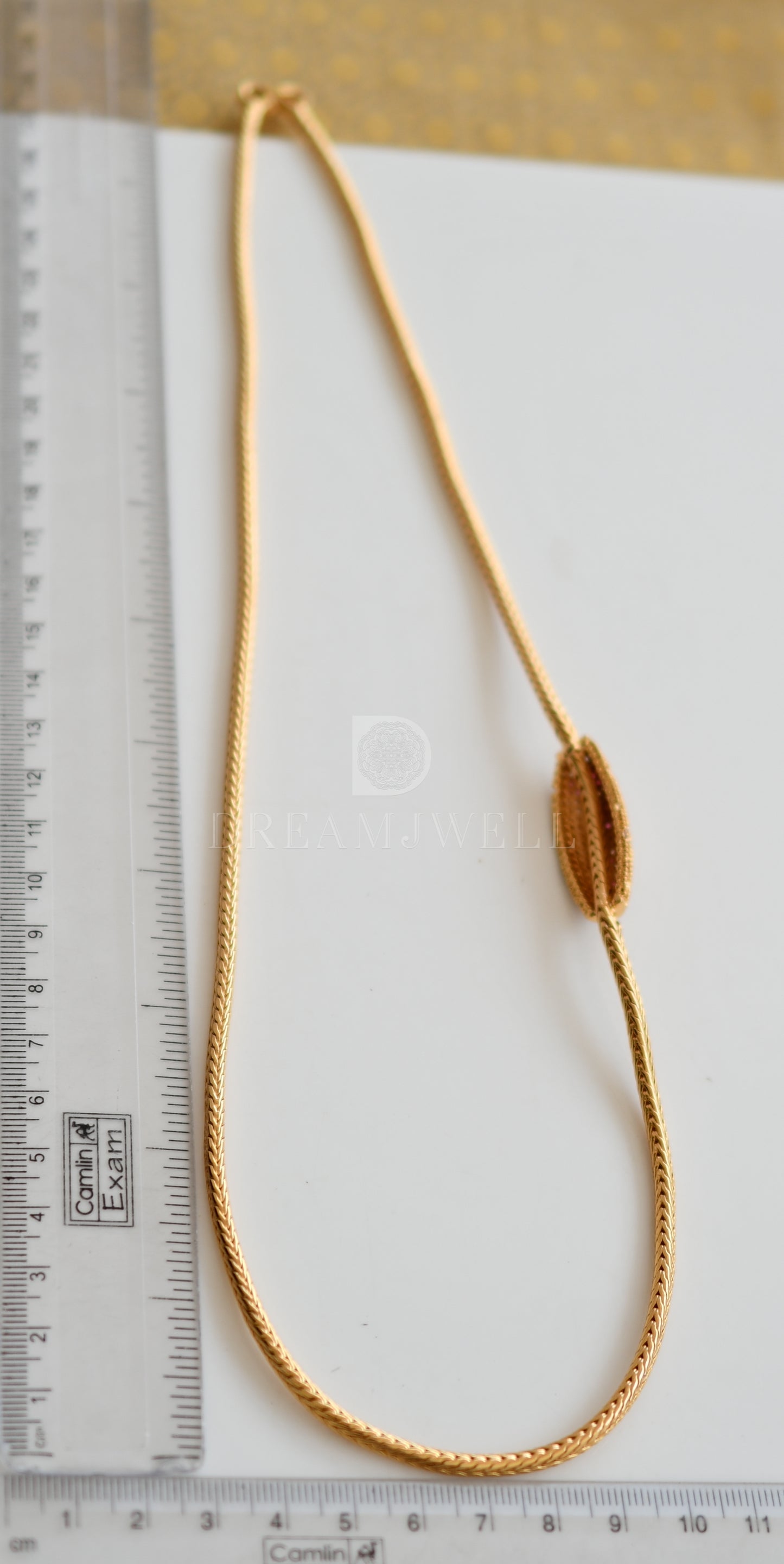 Gold tone Ruby-white mugappu chain dj-25624