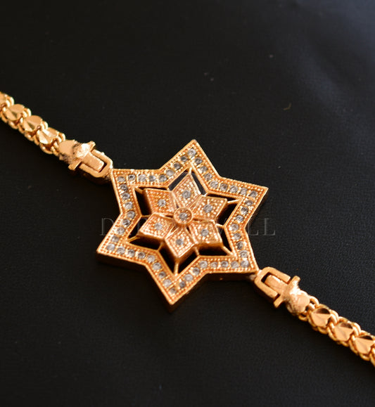 Gold tone white Star mugappu chain dj-25721