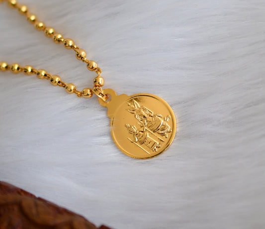 Gold tone Vellatam & Thiruvappan round pendant with chain dj-39386