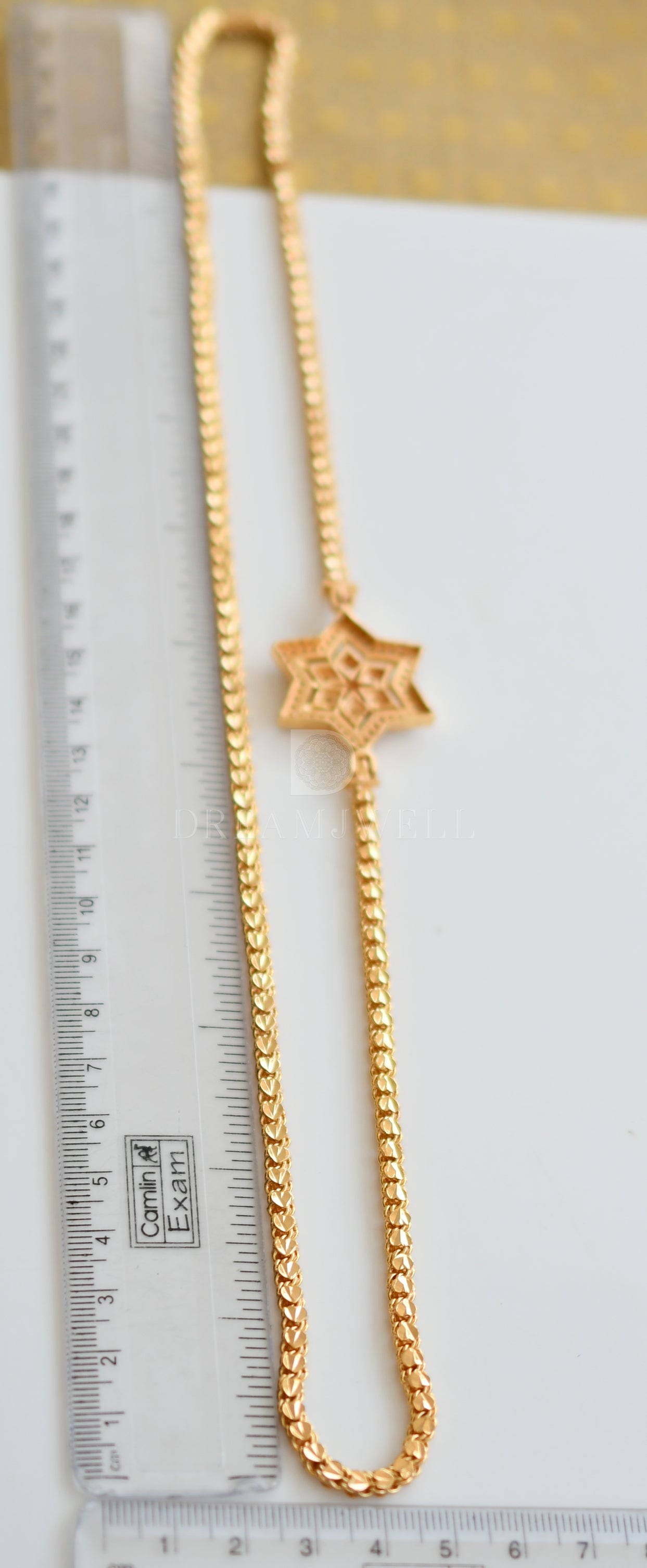 Gold tone white Star mugappu chain dj-25721