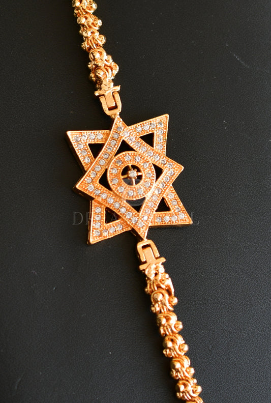 Gold Tone Cz White Mugappu Chain dj-17676