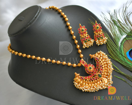 Antique kemp-green moon pearl cluster necklace set dj-08693