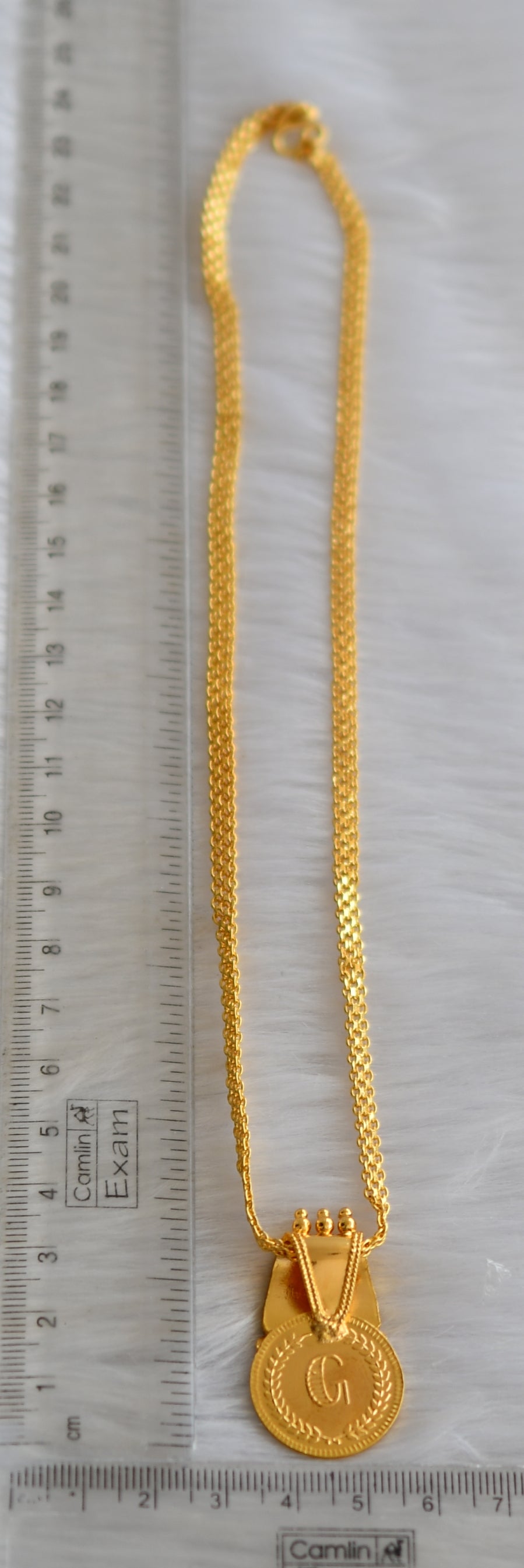 Gold tone AD pink Lakshmi coin pendant Kerala style necklace dj-39361