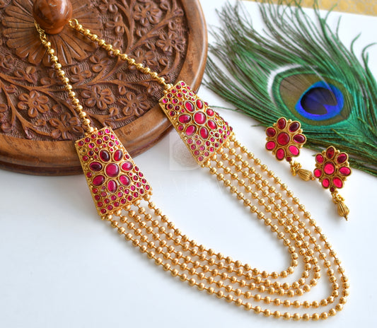 Antique Multi Layer Kemp Mugappu Necklace Set dj-16914