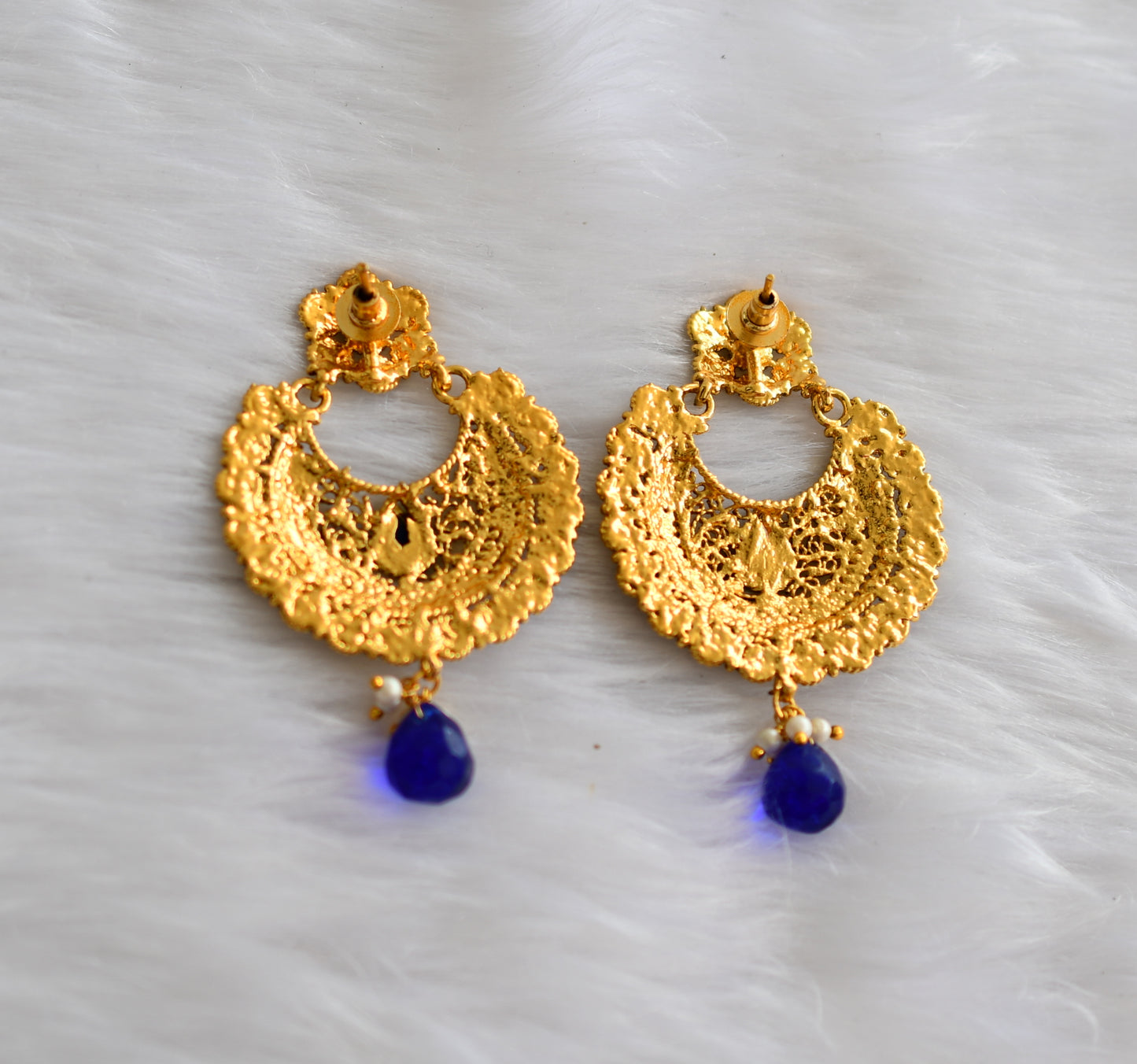 Antique gold tone blue bali earrings dj-01874