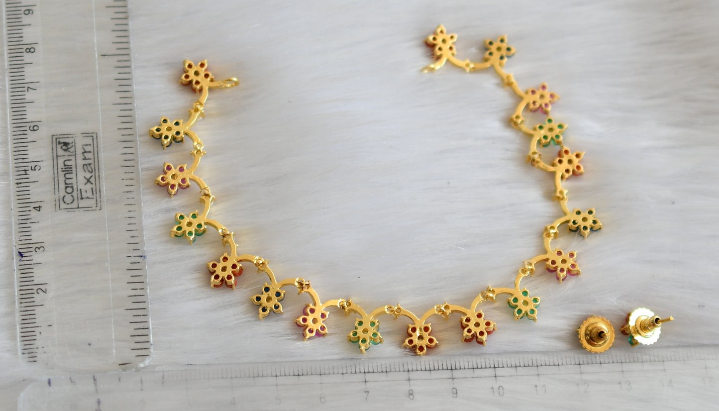 Gold tone Navarathna nakshatra necklace set dj-18078