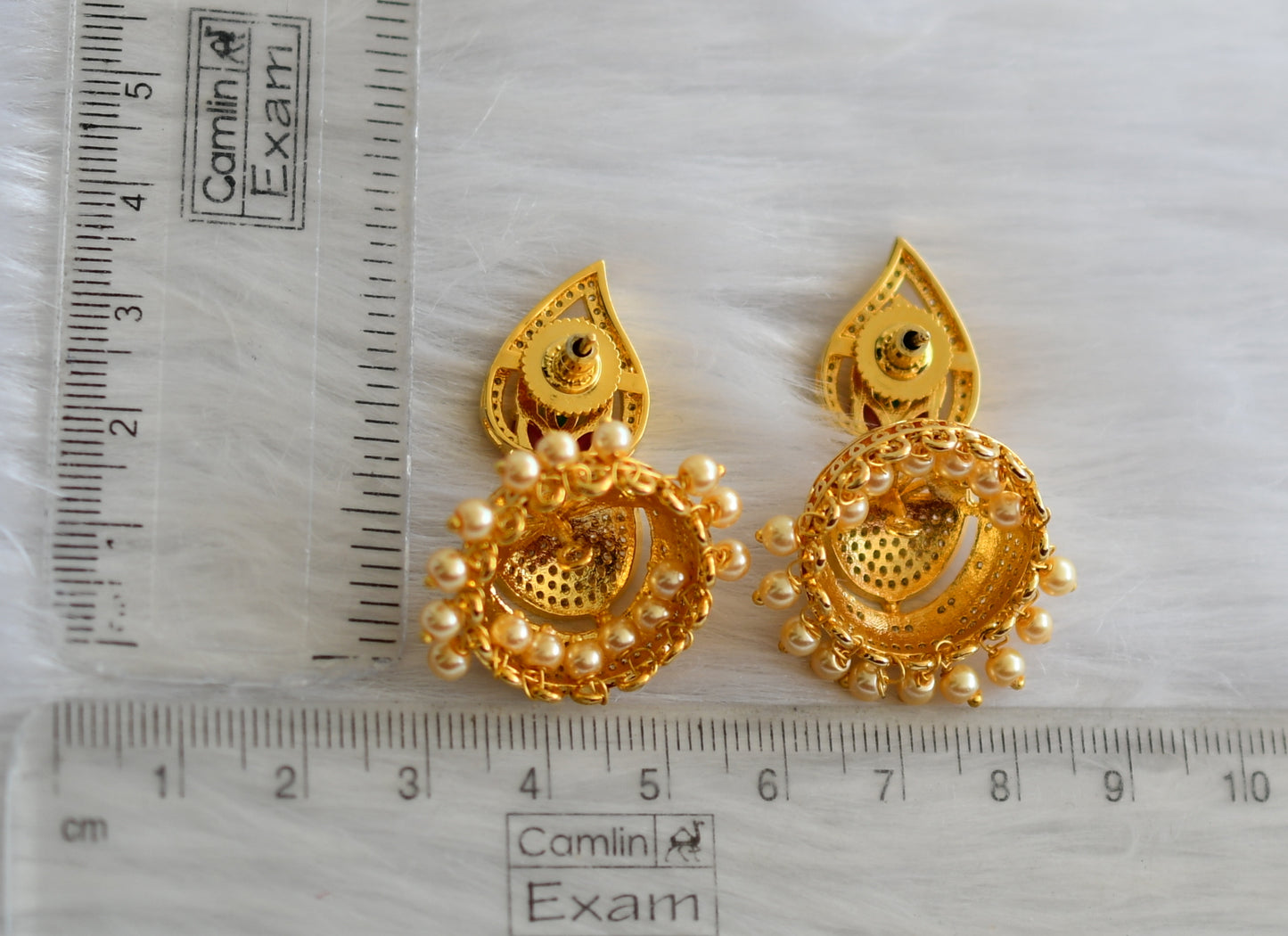 Gold tone cz-ruby-emerald -white jhumkka dj-02205