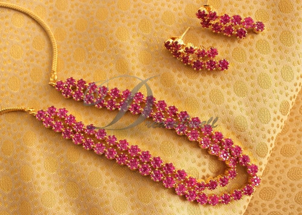 Kalyan jewellers ruby necklace on sale designs