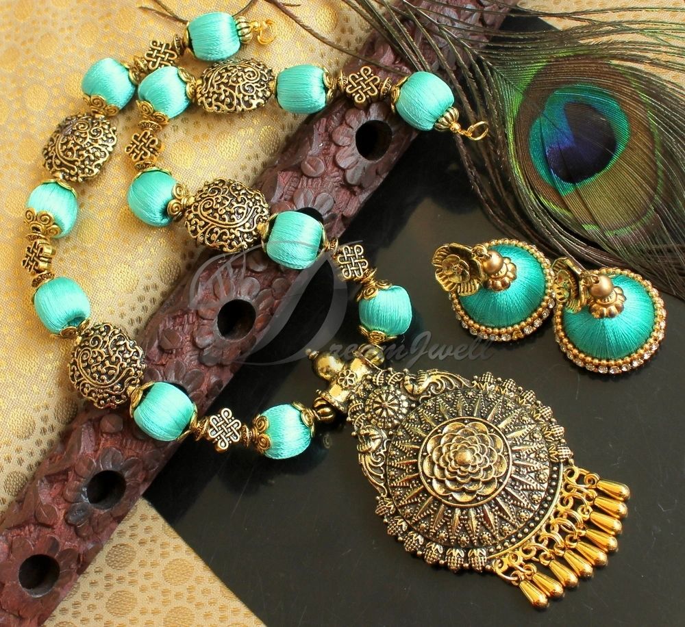Peacock Green Silk Thread Jewellery Peacock Green Silk Thread