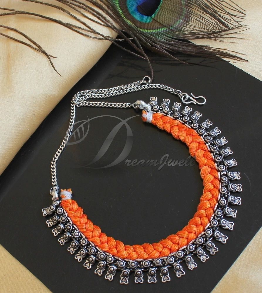 Silk thread deals braided necklace