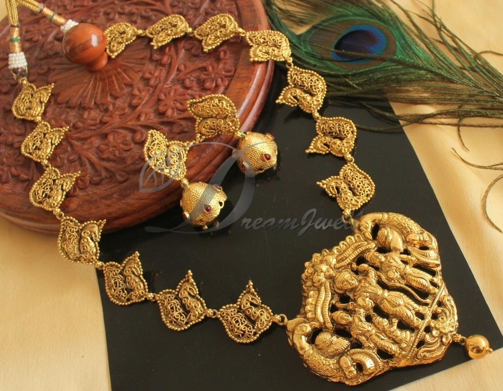 Necklace Designs In Ram Parivar Haar Antique Gold Tone Ram Parivar