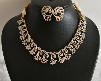 Two tone white floral necklace set dj-51978