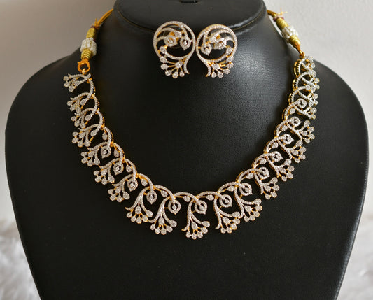 Two tone white floral necklace set dj-51978