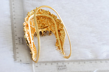 Antique gold tone cz pink-green jadau lakshmi peacock elephant nakshi vanki/bajuband dj-51965