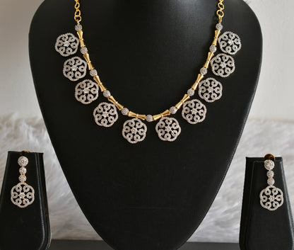Two tone white flower necklace set dj-51977
